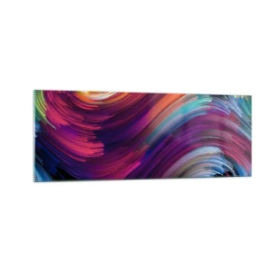 Quadro su vetro - Vortici astratti in colori vivaci - 140x50cm - L'inizio del nuovo mondo - Decorazione murale moderna per soggiorno e camera da letto ARTTOR