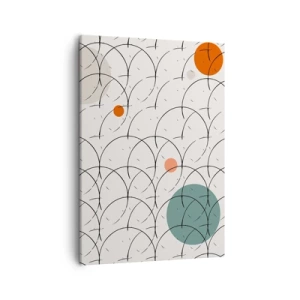 Quadro su tela - Stampe su Tela - Motivo geometrico con cerchi colorati su sfondo chiaro - 50x70cm - Nello spirito della pop-art - Decorazione murale moderna per soggiorno e camera da letto ARTTOR