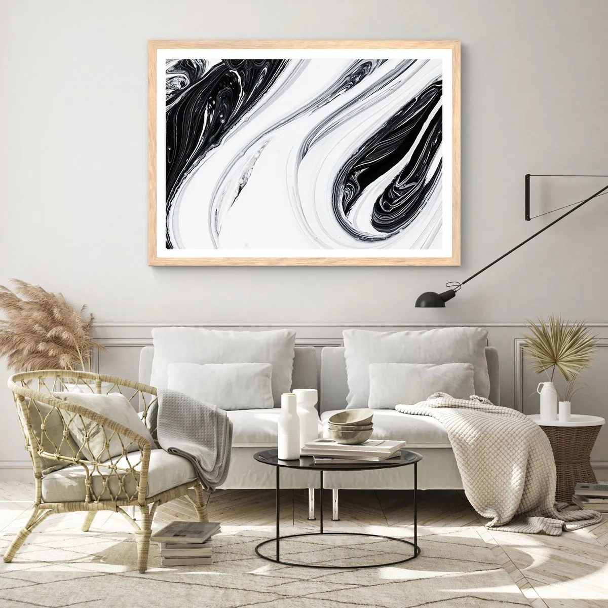 Poster in cornice rovere chiaro - L'unione degli opposti - 50x40 cm