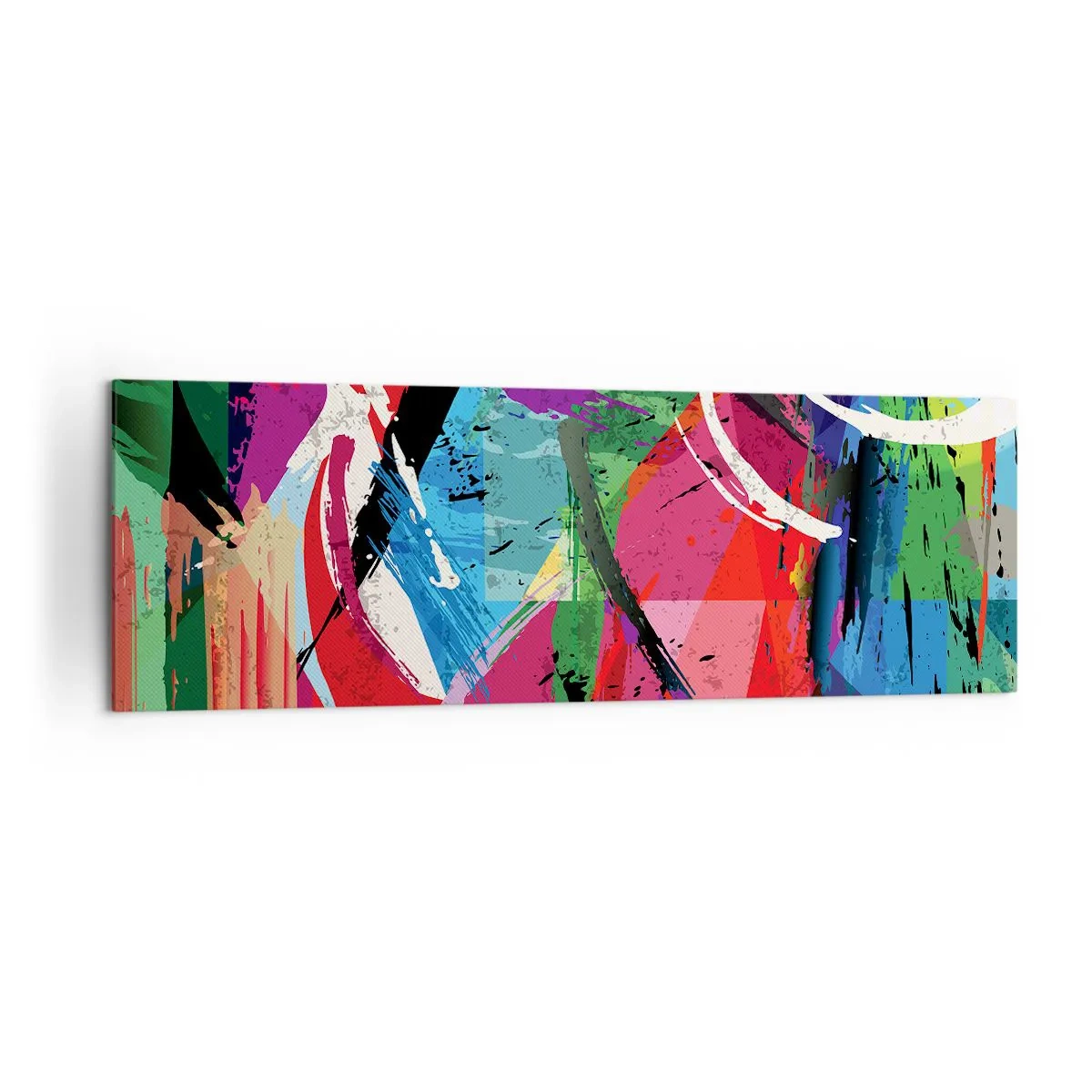 Quadro su tela - Stampe su Tela - Astrazione colorata con pennellate dinamiche - 160x50cm - Veloce, vivo e saltellante - Decorazione murale moderna per soggiorno e camera da letto ARTTOR