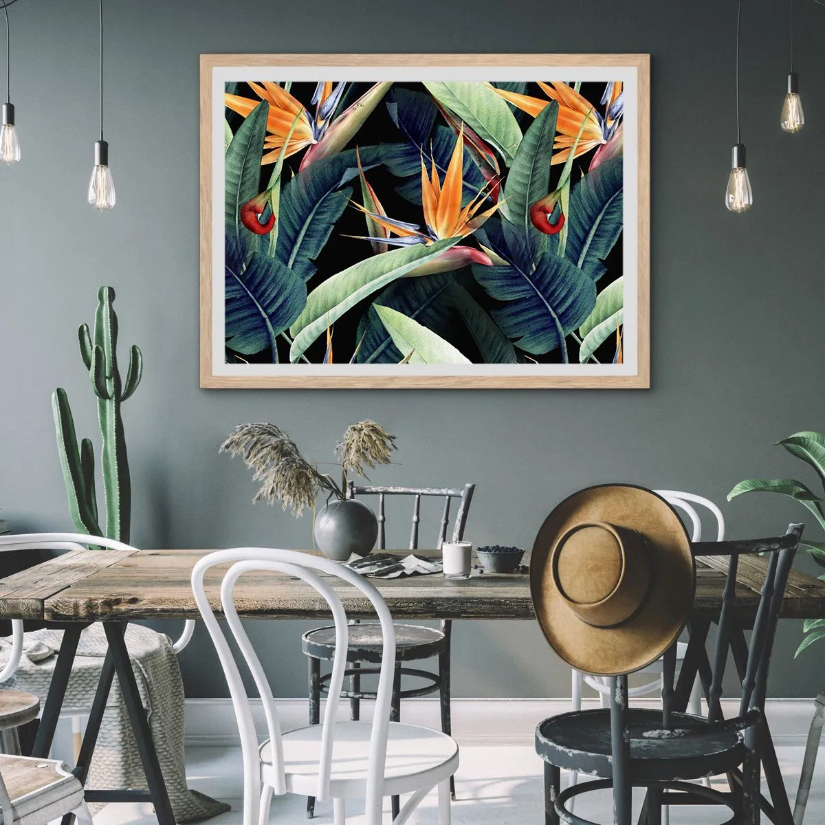 Poster in cornice rovere chiaro - I fiori fiammeggianti dei tropici - 70x50 cm