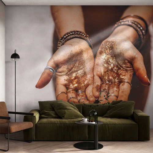 Fotomurali Autoadesivo Deluxe Sticker - Un dono per te - Le mani delle donne, Boho, Oro - 350x256 cm