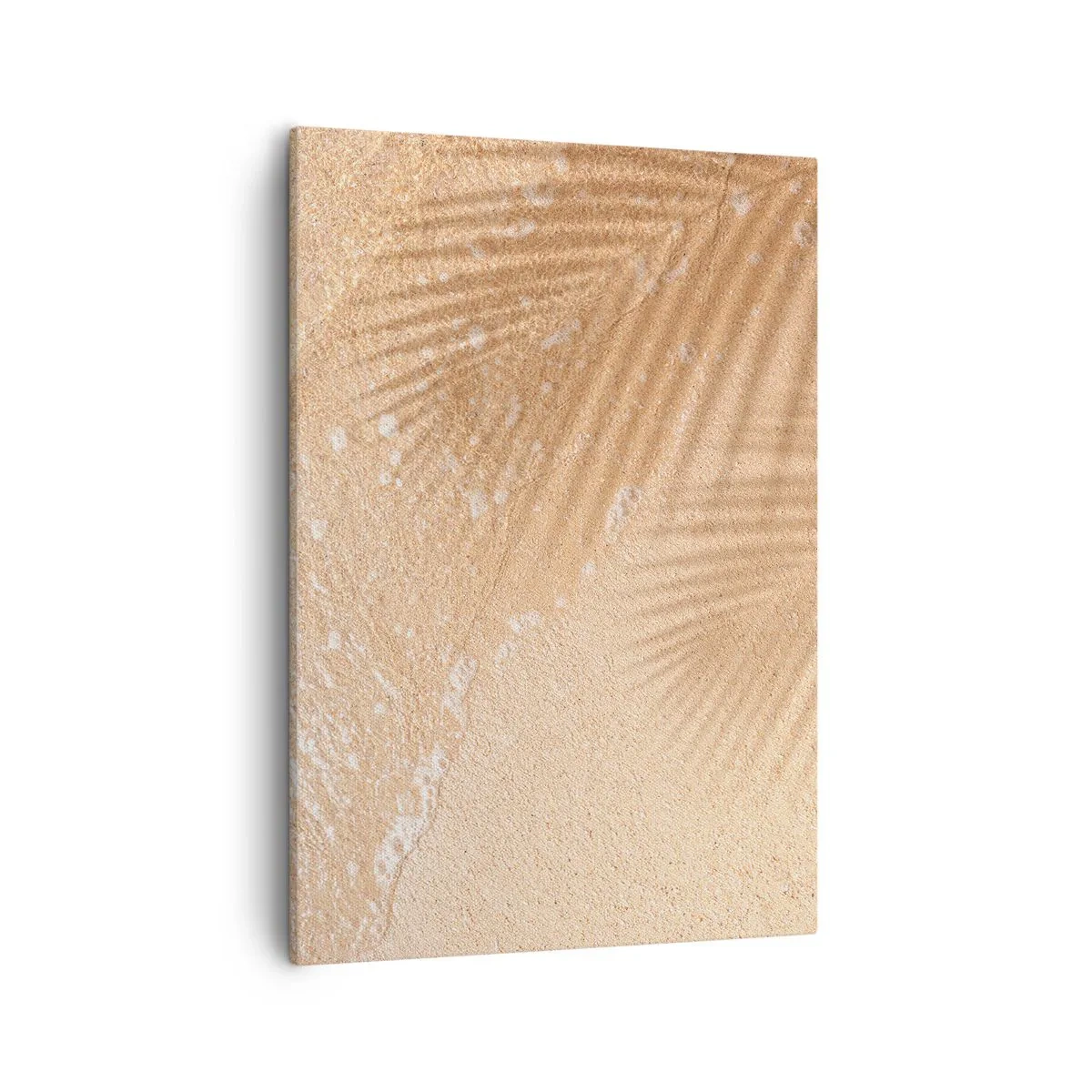 Quadro su tela - Stampe su Tela - L'ombra di una palma sulla sabbia con un delicato motivo a onde - 50x70cm - Ombra di un'estate bollente - Decorazione murale moderna per soggiorno e camera da letto ARTTOR