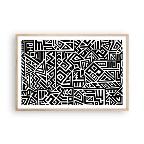 Poster in cornice rovere chiaro - Composizione precolombiana - 91x61 cm