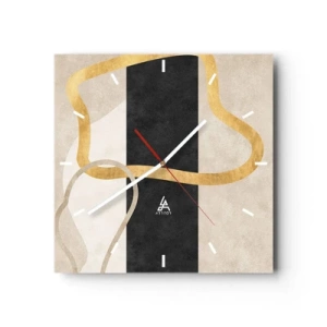 Orologio da parete - Orologio in Vetro - Un design minimalista con forme ad anello in oro e nero. - 30x30cm - Forme intrecciate - Decorazione murale moderna per soggiorno e camera da letto ARTTOR