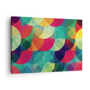Quadro su tela - Stampe su Tela - Motivi geometrici colorati composti da cerchi e semicerchi - 70x50cm - Ascensione arcobaleno - Decorazione murale moderna per soggiorno e camera da letto ARTTOR