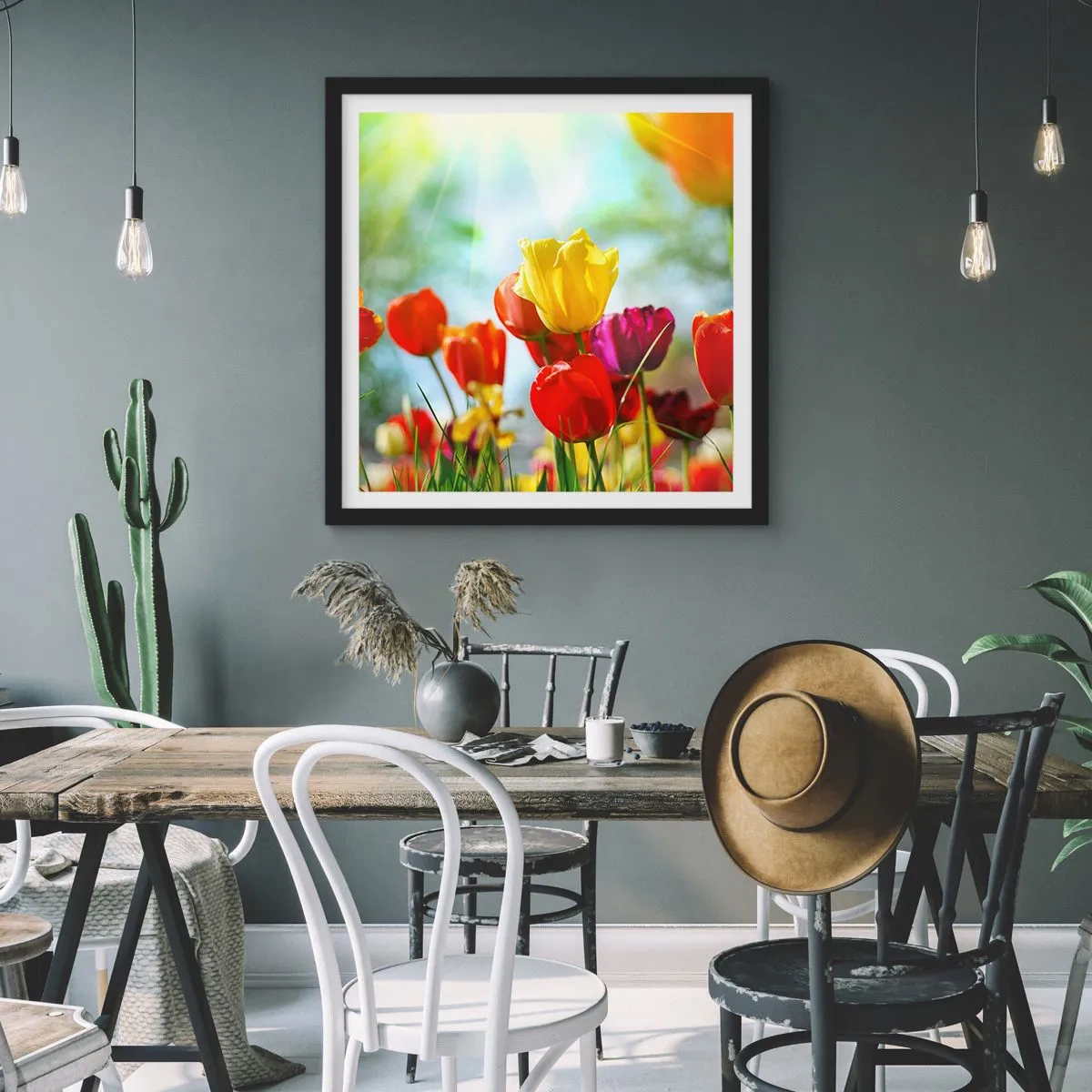 Poster in cornice nera - Tutti i colori del sole - 50x50 cm