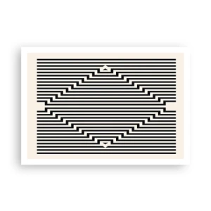 Poster - Linee bianche e nere che creano un effetto di illusione geometrica - 100x70cm - Illusione geometrica - Decorazione murale moderna per soggiorno e camera da letto ARTTOR