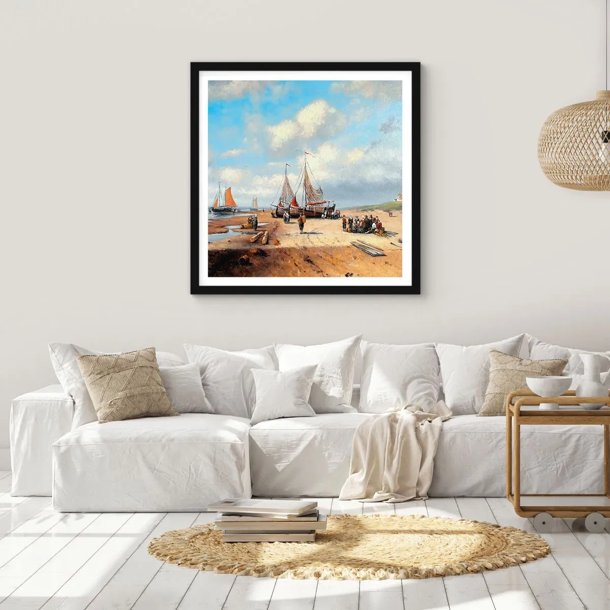 Poster in cornice nera - Dopo una buona pesca - 60x60 cm