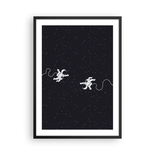 Poster in cornice nera - Due astronauti che fluttuano nello spazio - 50x70cm - Danza cosmica - Decorazione murale moderna per soggiorno e camera da letto ARTTOR