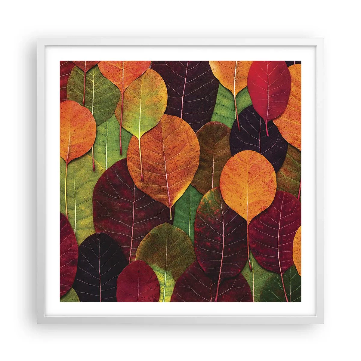 Poster in cornice bianca - Mosaico autunnale - 60x60 cm
