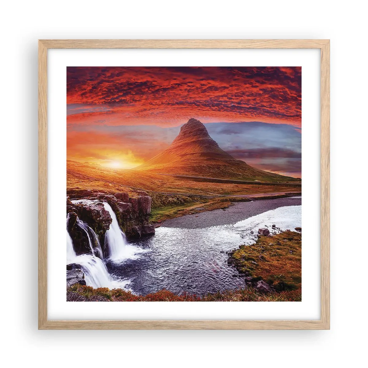 Poster in cornice rovere chiaro - Paesaggio della Terra di Mezzo - 50x50 cm