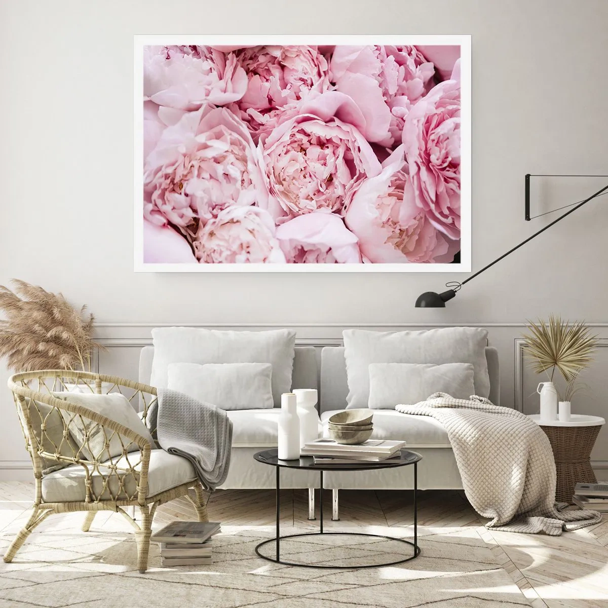 Poster - Un primo piano di un bouquet di peonie rosa - 100x70cm - Morbide e profumate - Decorazione murale moderna per soggiorno e camera da letto ARTTOR