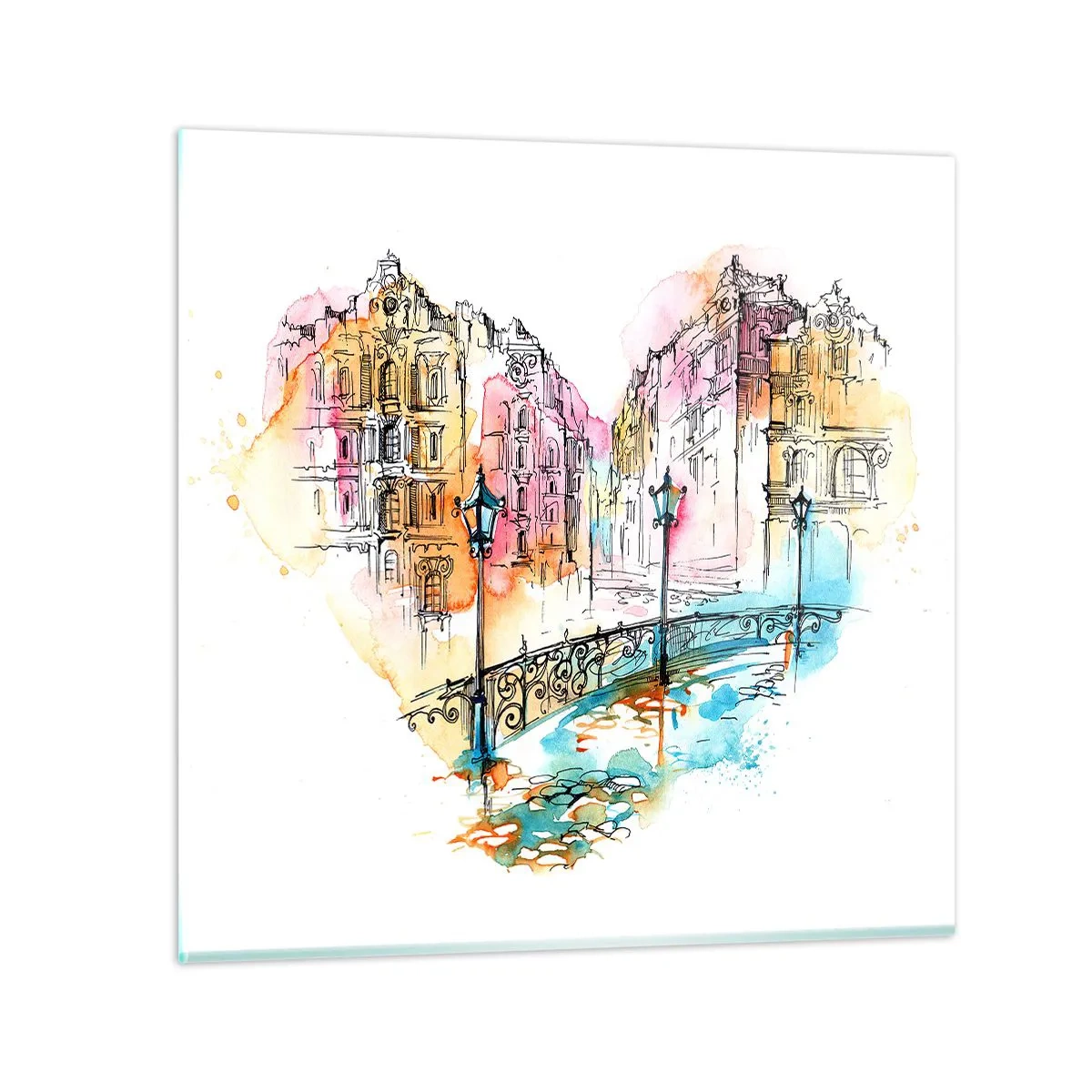 Quadro su vetro - Il cuore della città - 30x30 cm