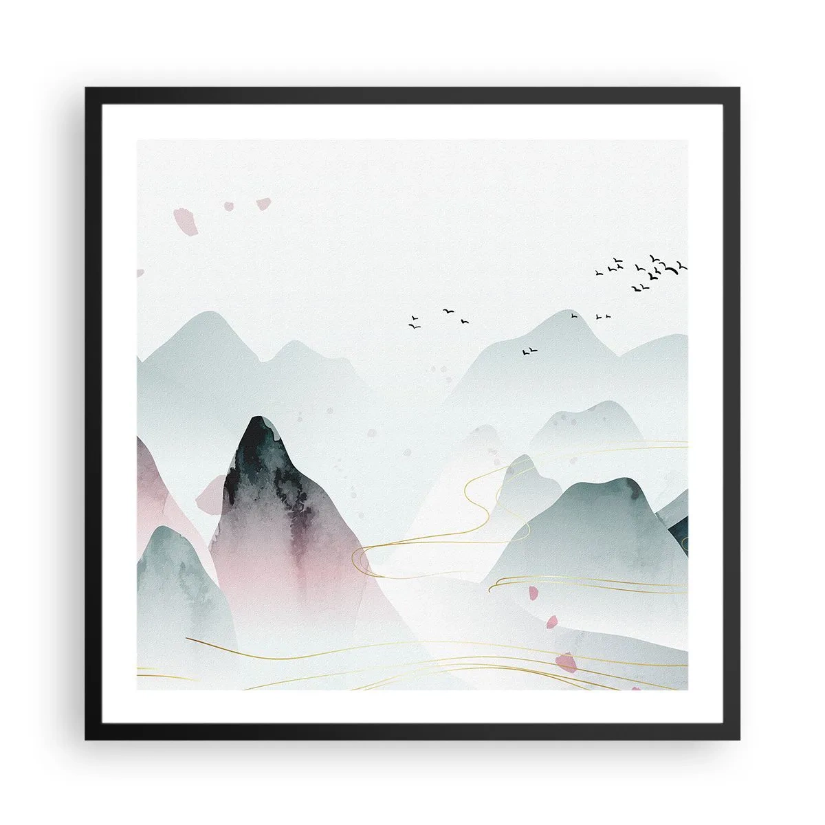 Poster in cornice nera - Oltre le cime - 60x60 cm