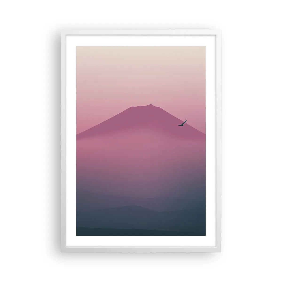 Poster in cornice bianca - Viandanti sopra le nuvole - 50x70 cm