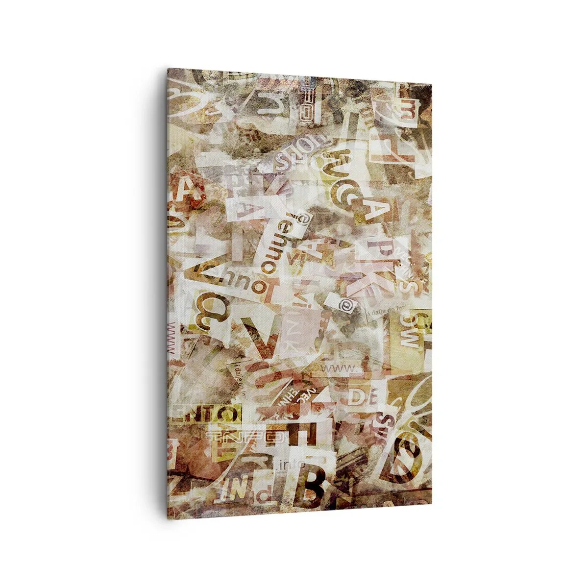 Quadro su tela - Stampe su Tela - Composizione astratta con lettere e frammenti di testo - 80x120cm - Unificando le chiacchiere - Decorazione murale moderna per soggiorno e camera da letto ARTTOR