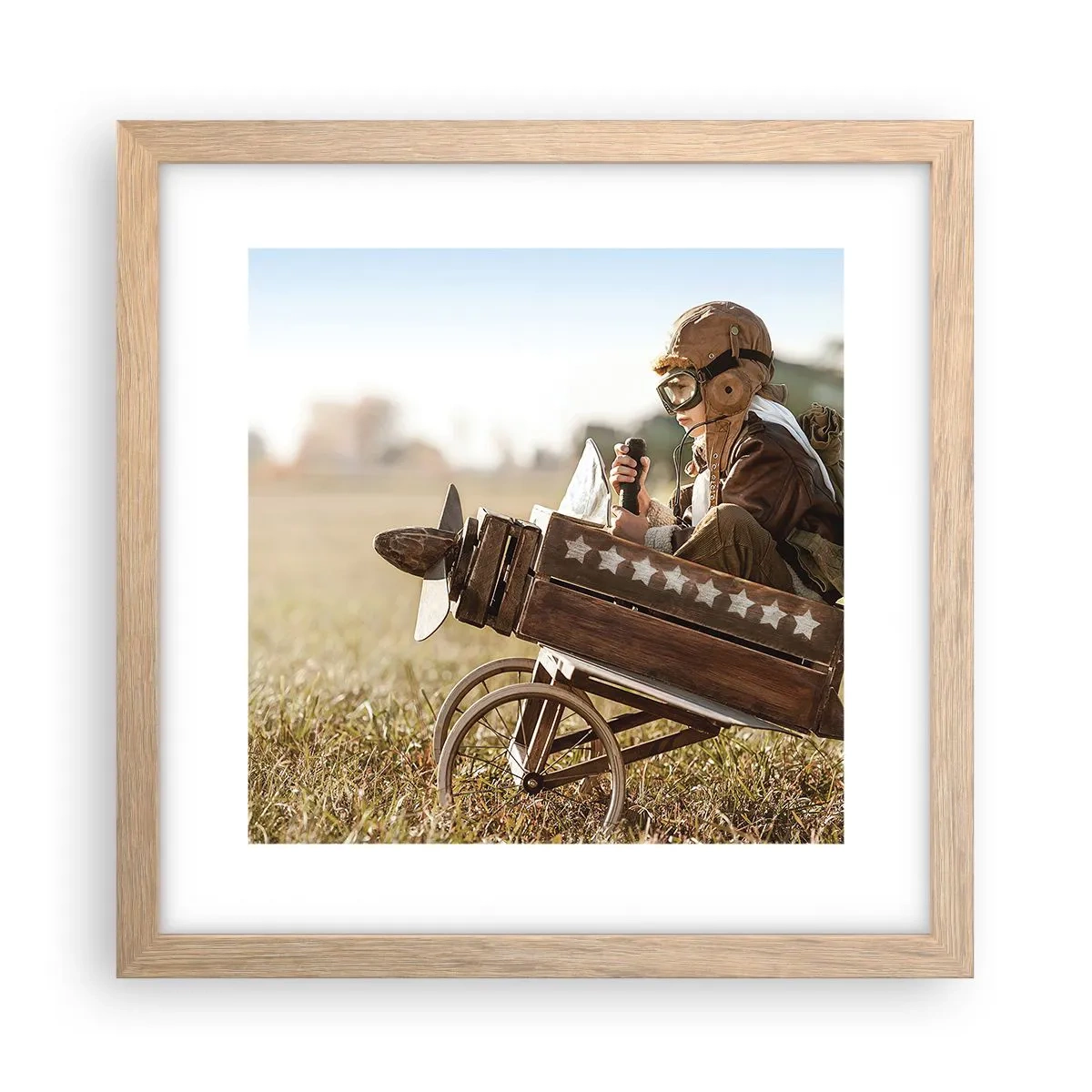 Poster in cornice rovere chiaro - Decollo verso i sogni - 30x30 cm
