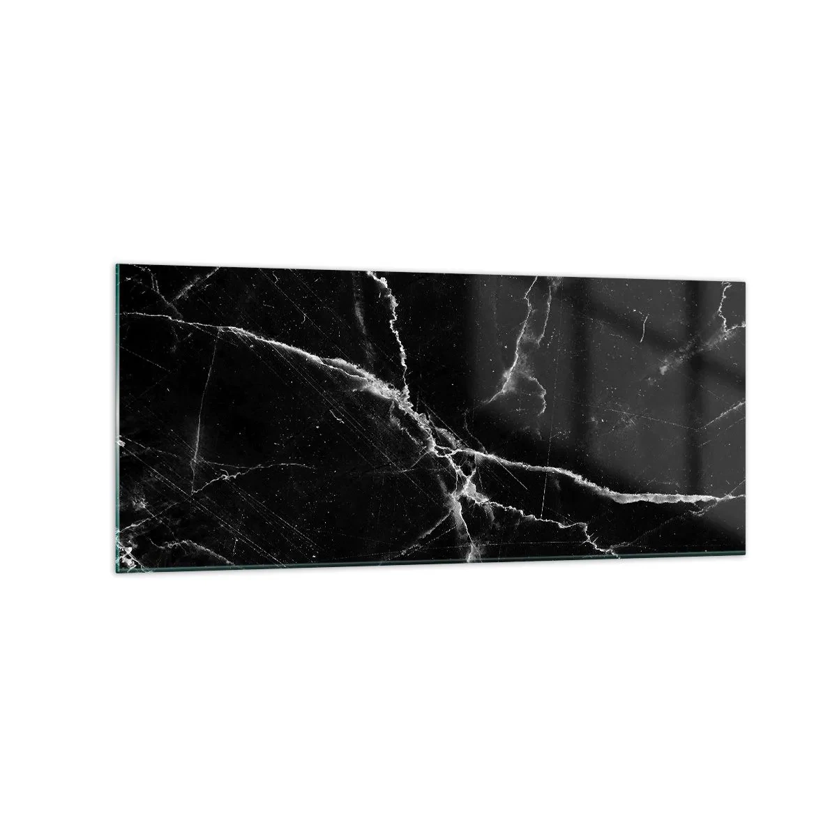 Quadro su vetro - Marmo nero con venature bianche nei dettagli - 120x50cm - La vita segreta delle pietre - Decorazione murale moderna per soggiorno e camera da letto ARTTOR