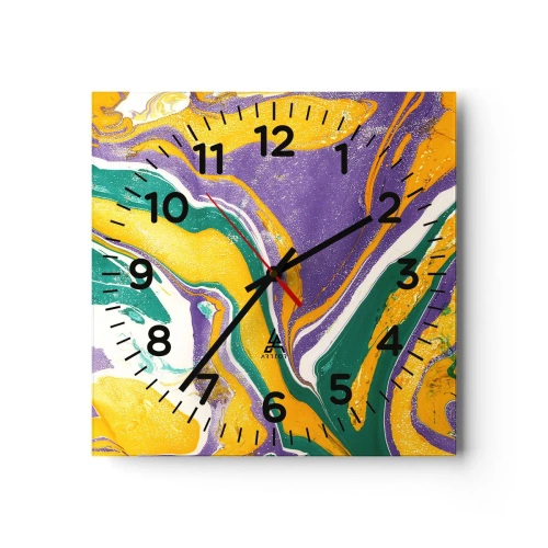 Orologio da parete - Orologio in Vetro - Onde di colore - 40x40 cm