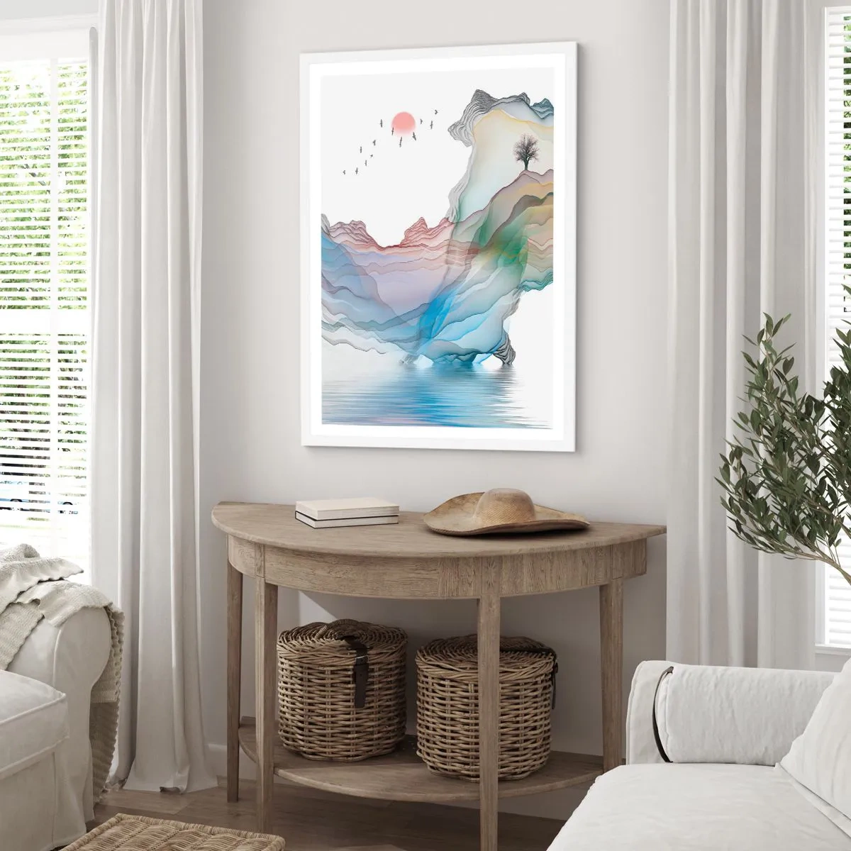 Poster in cornice bianca - Verso i monti di cristallo - 70x100 cm