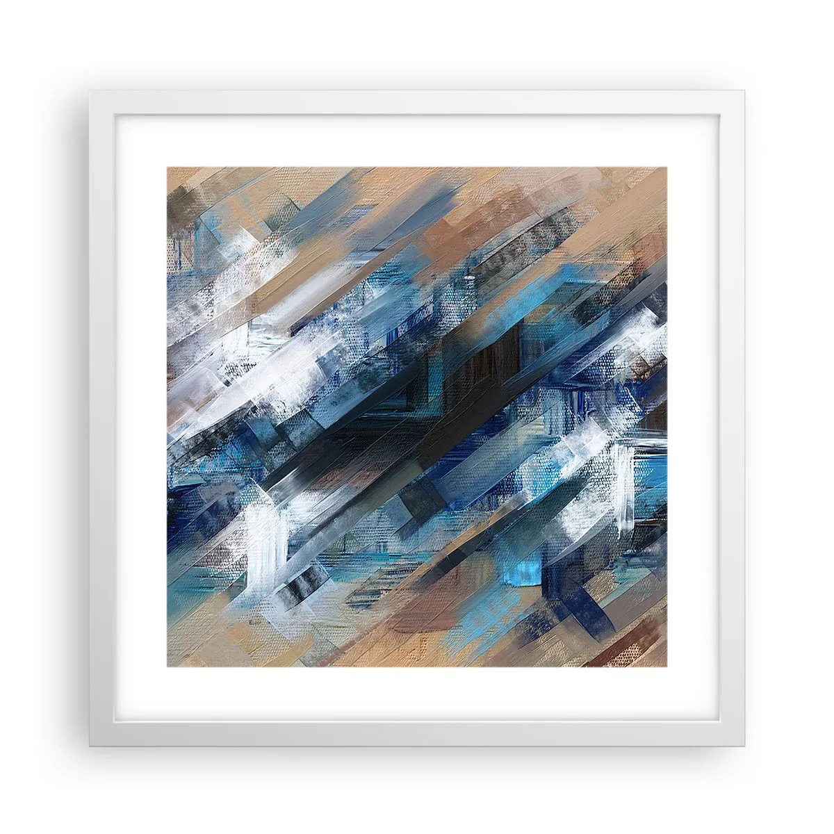 Poster in cornice bianca - Sulla diagonale blu - 40x40 cm