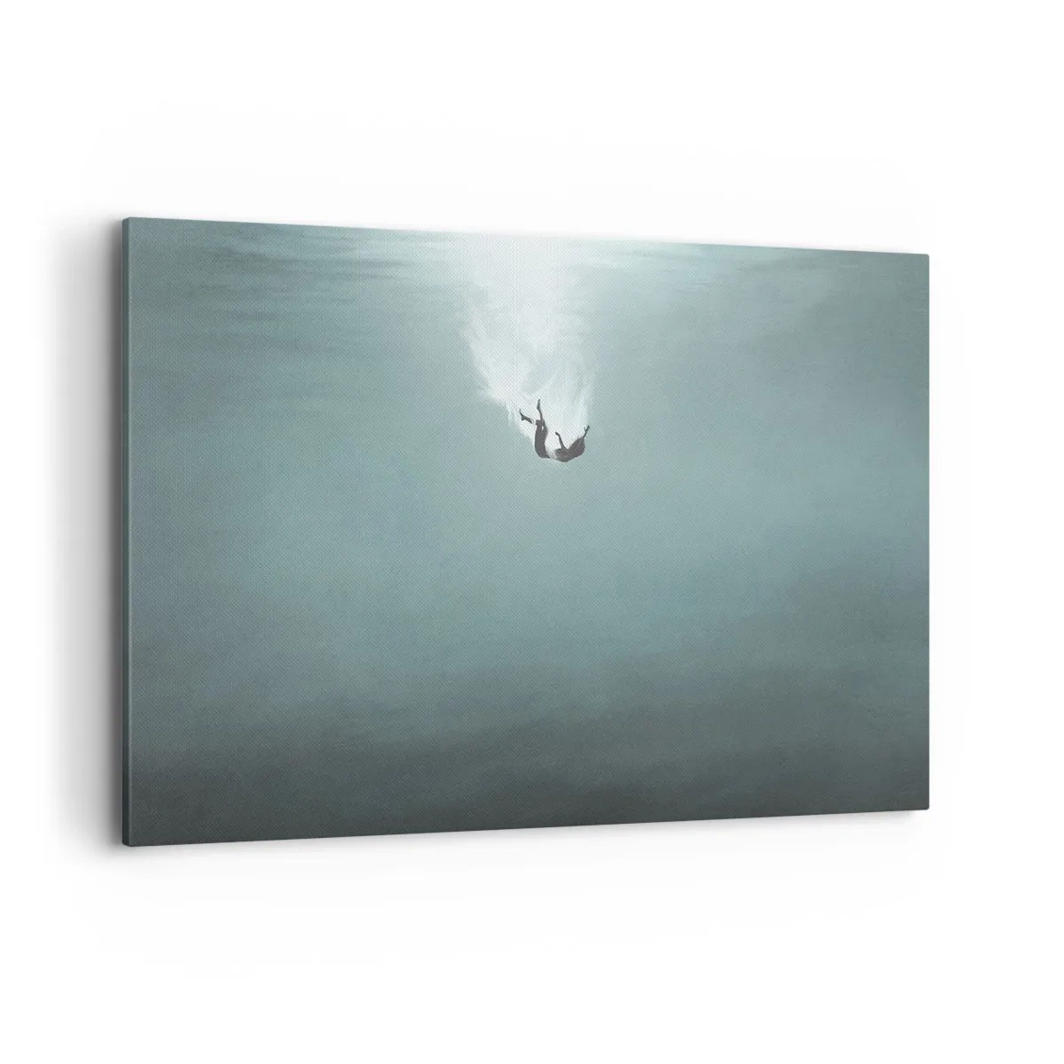 Quadro su tela - Stampe su Tela - Una figura immersa in acque profonde e turchesi - 120x80cm - Nell'abbraccio dell'oceano - Decorazione murale moderna per soggiorno e camera da letto ARTTOR