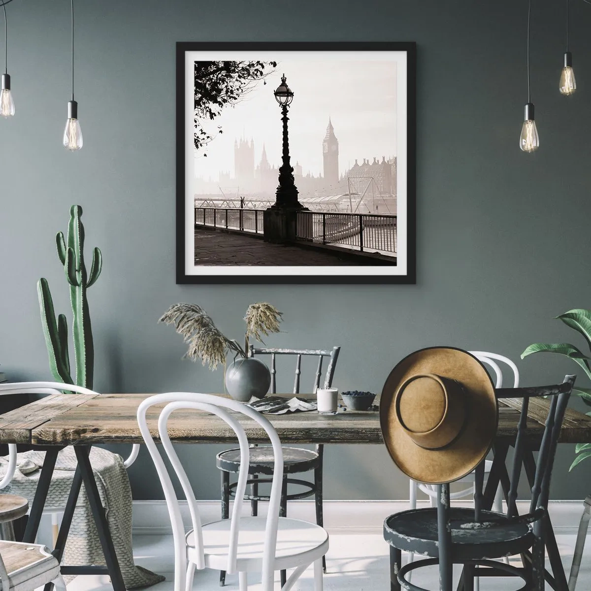 Poster in cornice nera - Un mattino a Londra - 30x30 cm