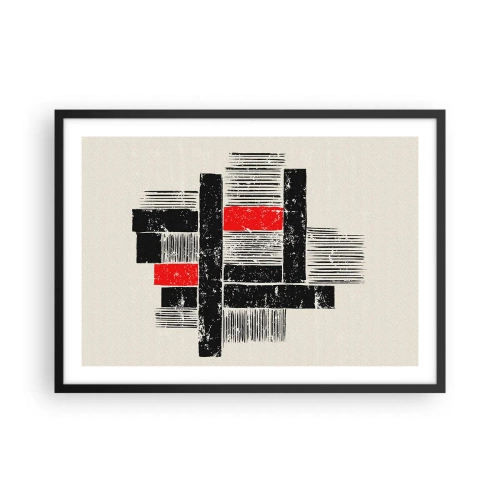 Poster in cornice nera - Composizione geometrica astratta in nero e rosso - 70x50cm - Rosso e nero - Decorazione murale moderna per soggiorno e camera da letto ARTTOR
