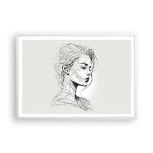 Poster in cornice bianca - Ritratto pensieroso - 100x70 cm