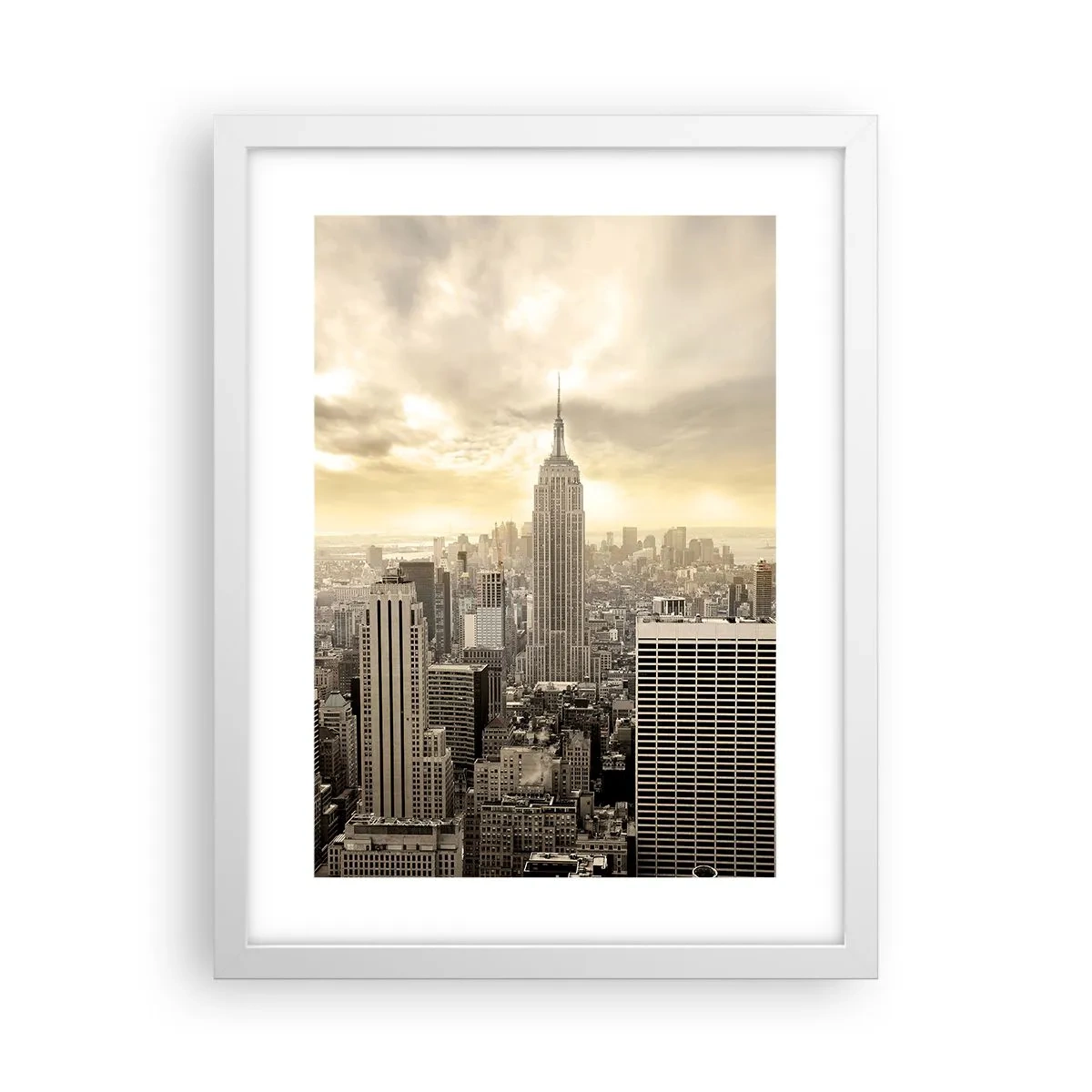Poster in cornice bianca - New York in grigio - 30x40 cm