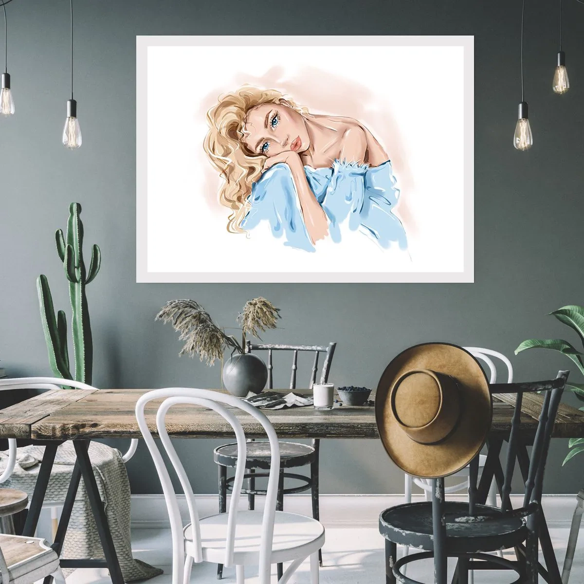 Poster - Sognante nel blu - 50x40 cm