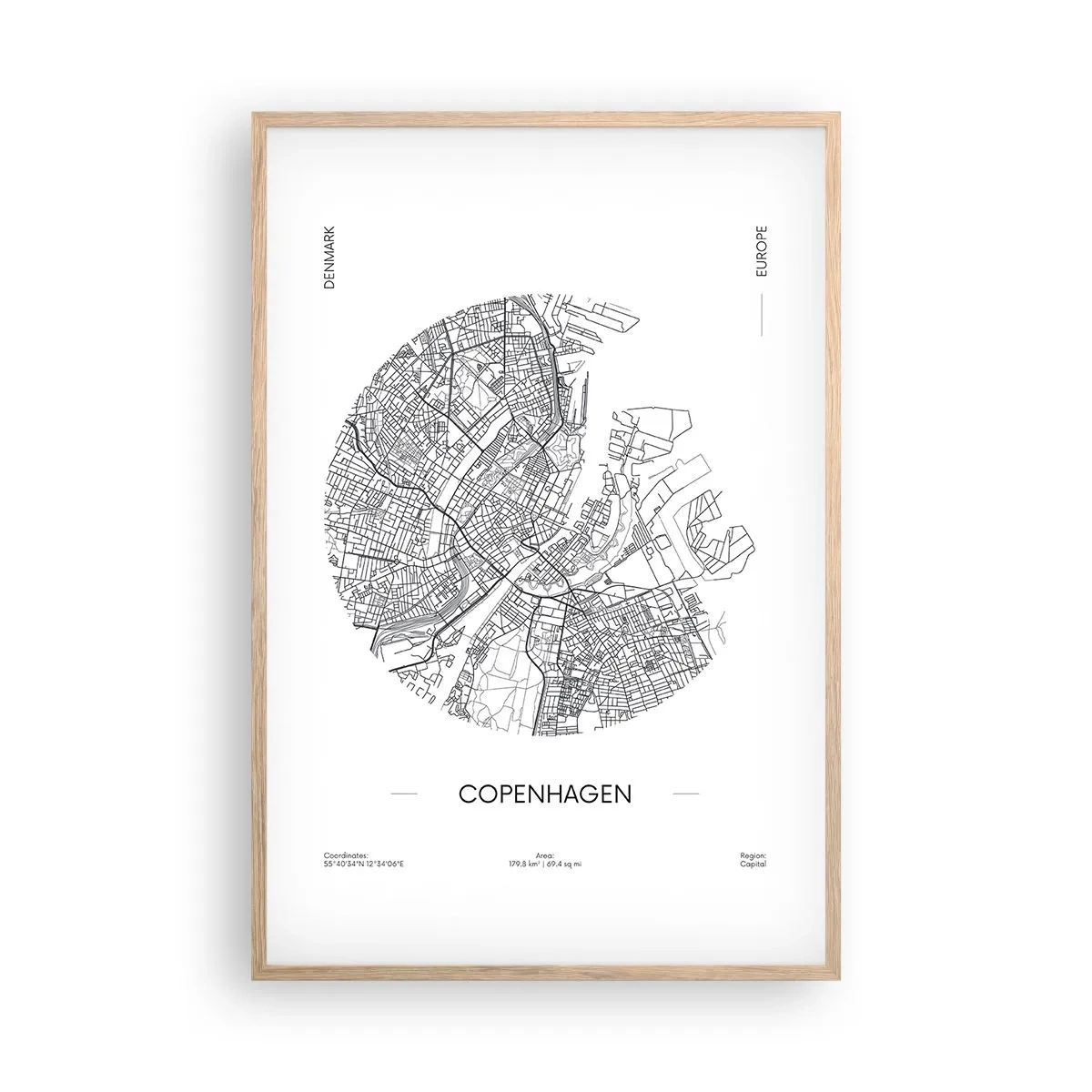 Poster in cornice rovere chiaro - Anatomia di Copenaghen - 61x91 cm