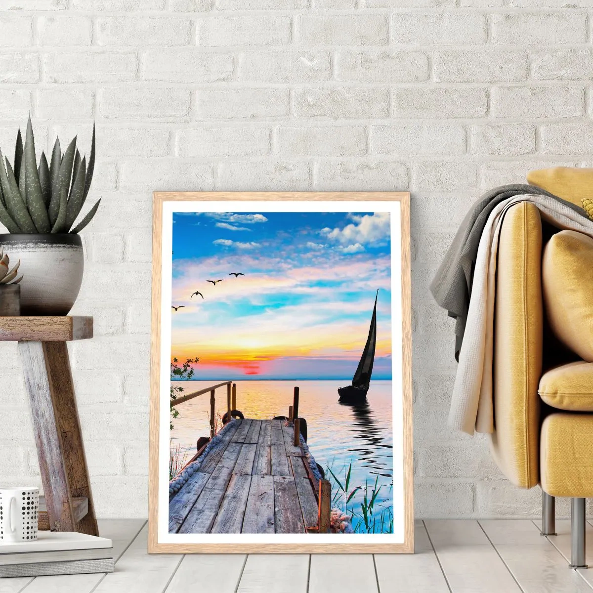 Poster in cornice rovere chiaro - Buona sera - 70x100 cm