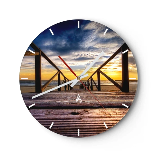 Orologio da parete - Orologio in Vetro - Verso la spiaggia silenziosa al tramonto - 40x40 cm