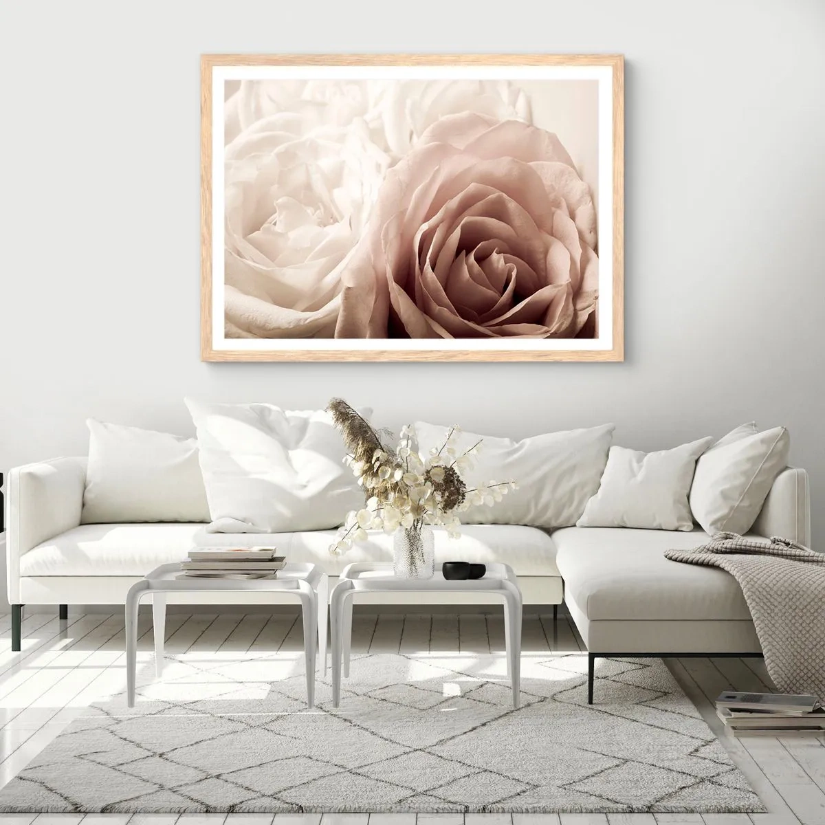 Poster in cornice rovere chiaro - Nel cuore della rosa - 91x61 cm