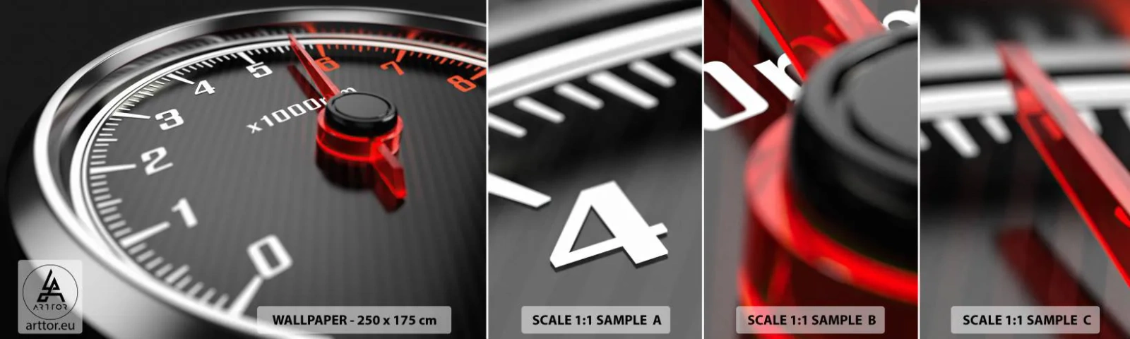 Campione Di Fotomurale Standard Eco - Andare al massimo - Settore automobilistico, Tachimetro, 3D - 100x30 cm