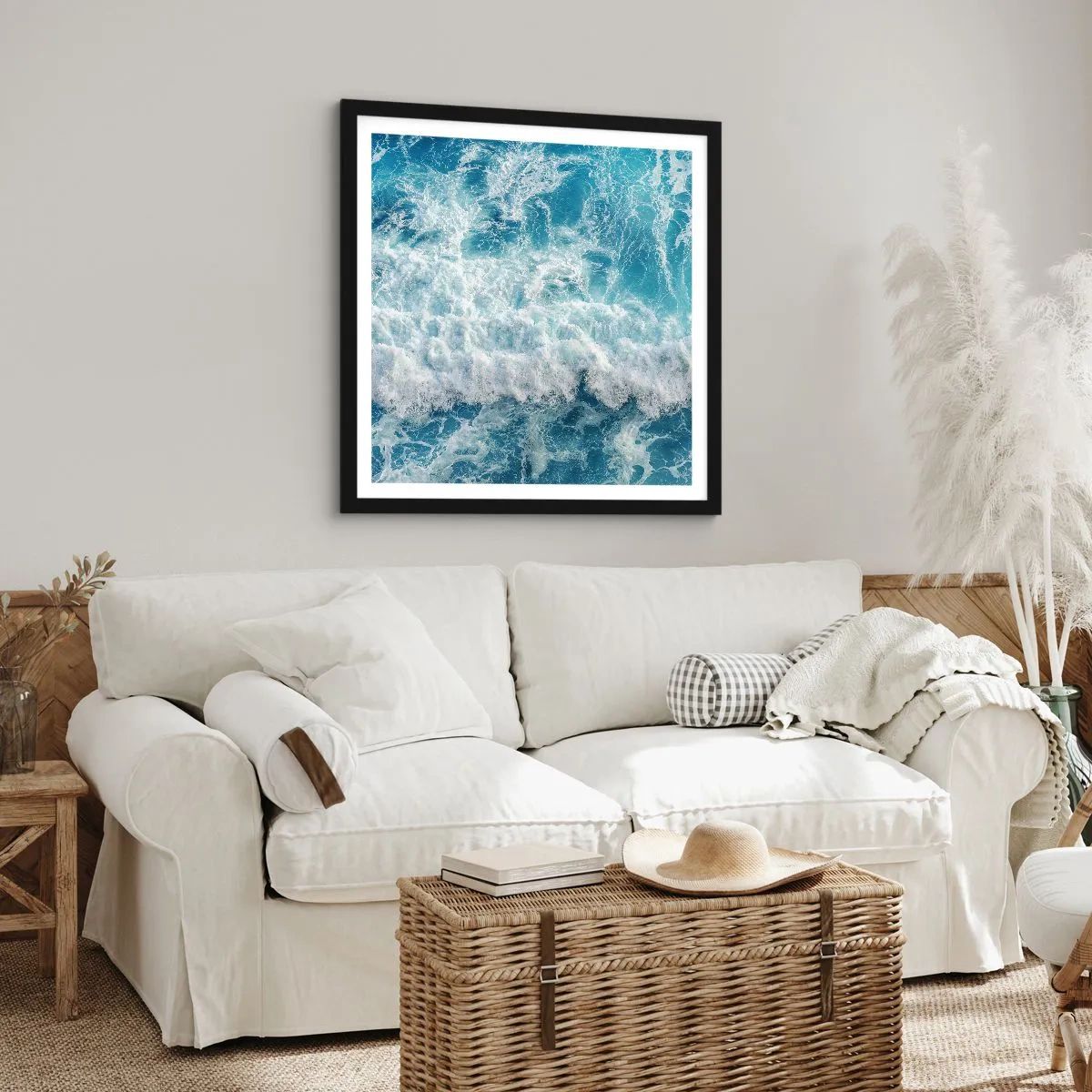 Poster in cornice nera - Con gioia e saltellando - 60x60 cm