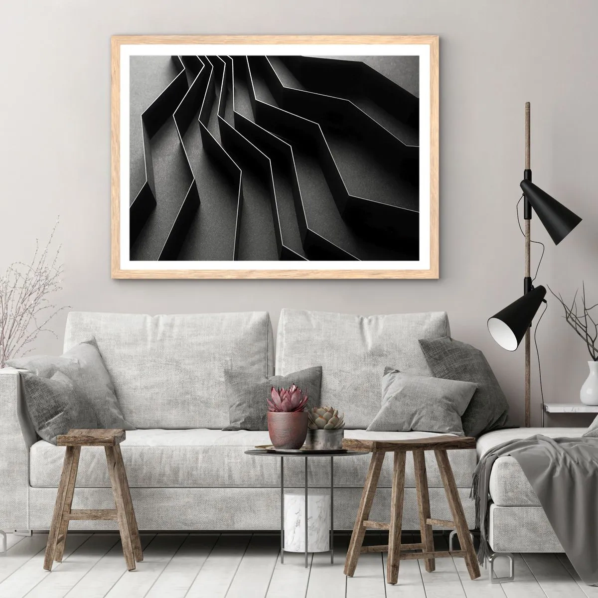 Poster in cornice rovere chiaro - Ordine tridimensionale - 100x70 cm
