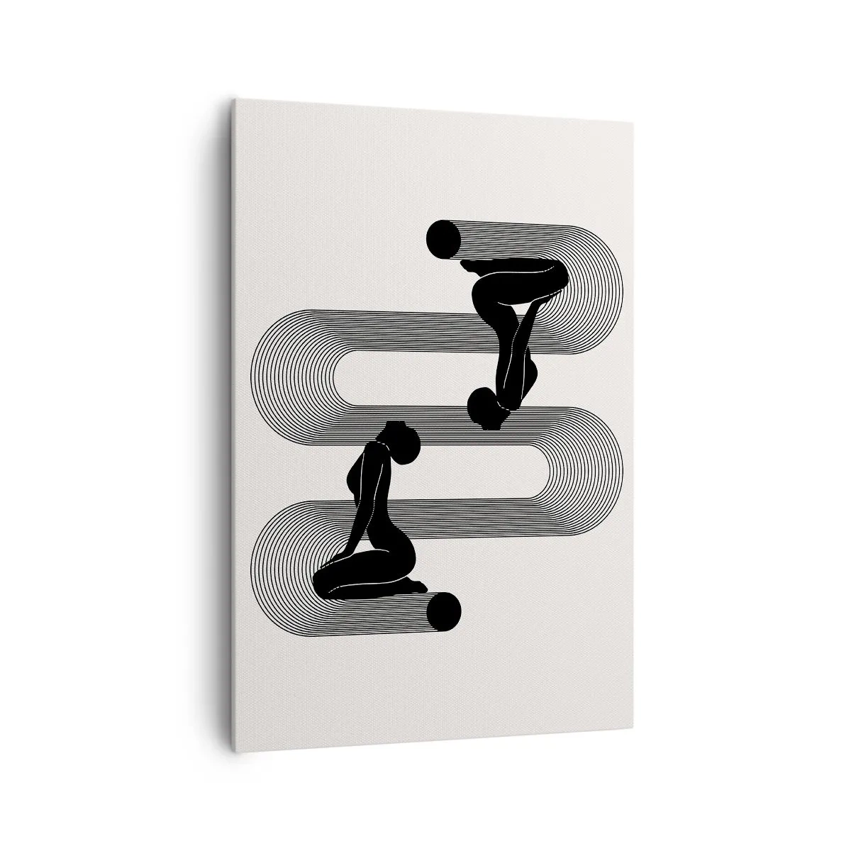 Quadro su tela - Stampe su Tela - Sagome nere con linee geometriche su sfondo chiaro - 70x100cm - Simmetria sensuale - Decorazione murale moderna per soggiorno e camera da letto ARTTOR