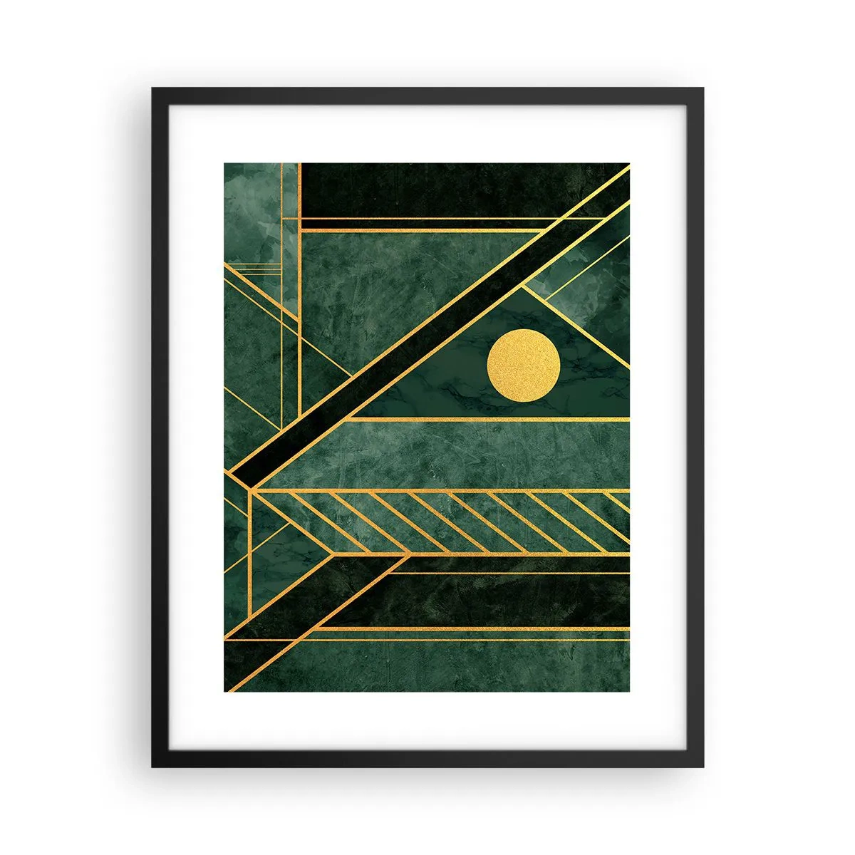 Poster in cornice nera - Dinamica di oro e azzurro - 40x50 cm