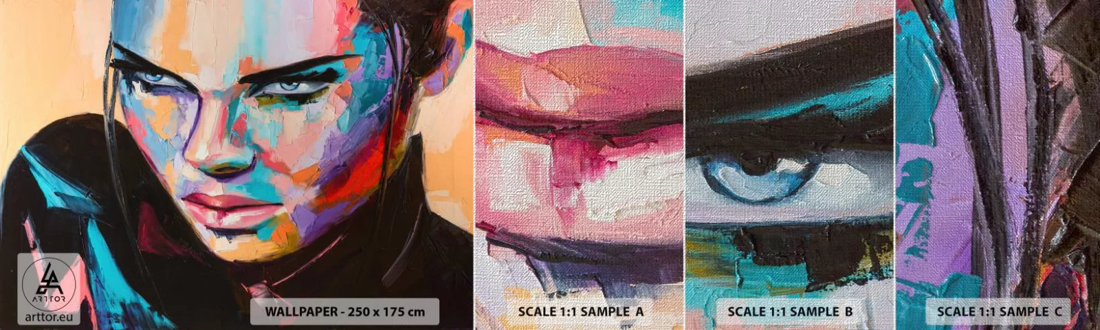 Campione di Fotomurale Premium Canvas - Cuore selvatico - Donna, Ritratto di una donna, Ragazza - 100x30 cm