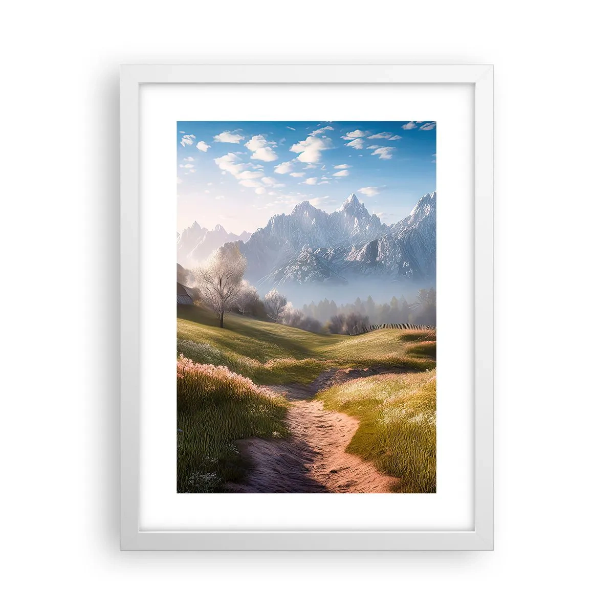 Poster in cornice bianca - Valle idilliaca - 30x40 cm