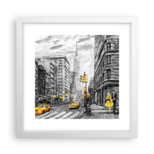 Poster in cornice bianca - Racconto di New York - 30x30 cm