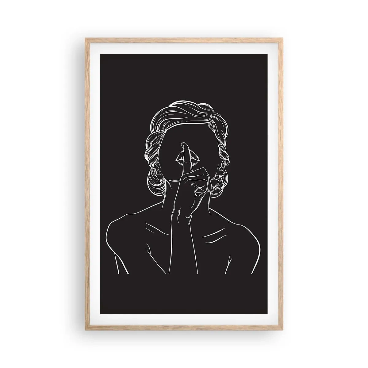 Poster in cornice rovere chiaro - Il bello emerge nel silenzio - 61x91 cm