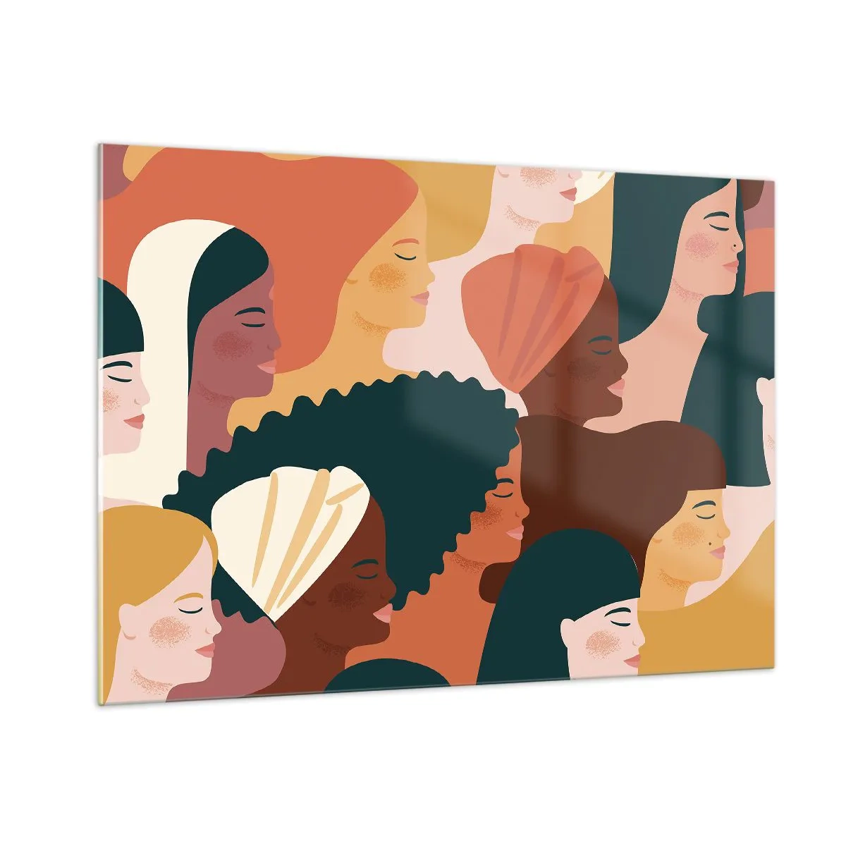 Quadro su vetro - Illustrazione elegante di diverse sagome femminili - 100x70cm - Solo femminilità - Decorazione murale moderna per soggiorno e camera da letto ARTTOR