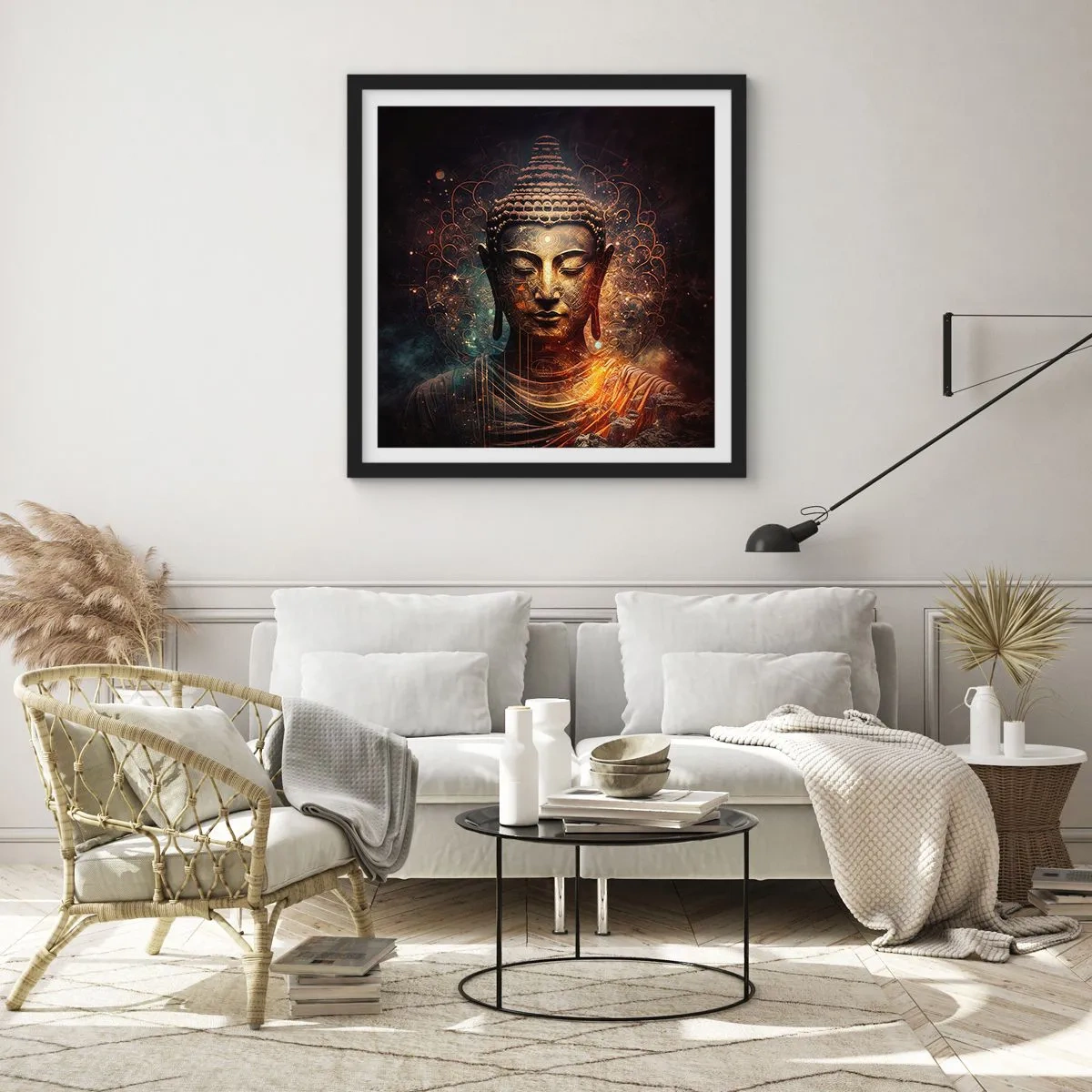 Poster in cornice nera - Equilibrio spirituale - 30x30 cm