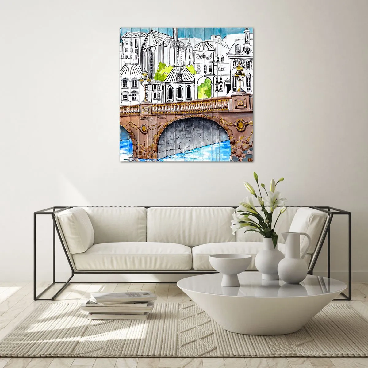 Quadro su vetro - Una città come dipinta - 50x50 cm