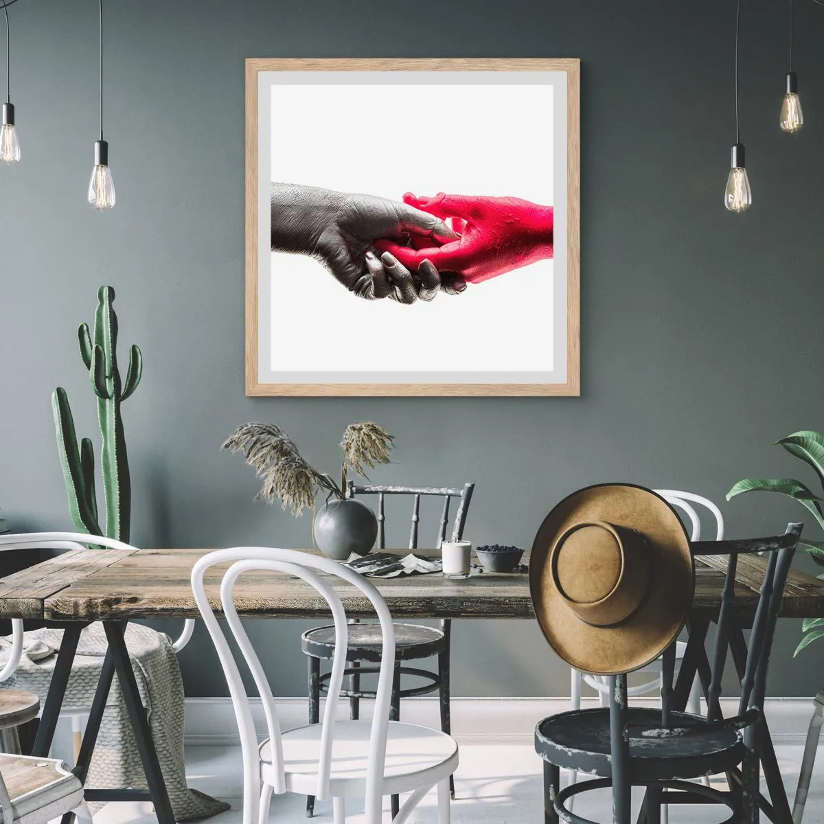 Poster in cornice rovere chiaro - Insieme, sebbene diversi - 60x60 cm