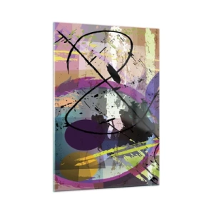 Quadro su vetro - Forme e linee astratte colorate in una composizione dinamica - 50x70cm - Per la via diritta o tortuosa - Decorazione murale moderna per soggiorno e camera da letto ARTTOR